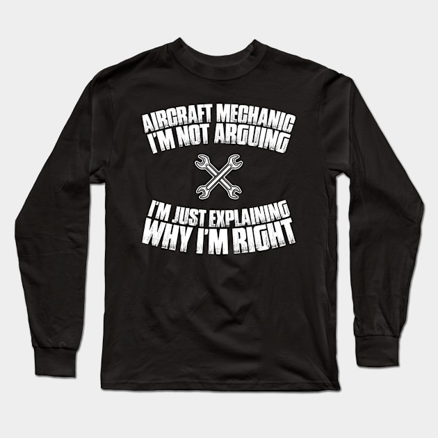 Aircraft Mechanic Aviation Maintenance Technician Long Sleeve T-Shirt by Krautshirts